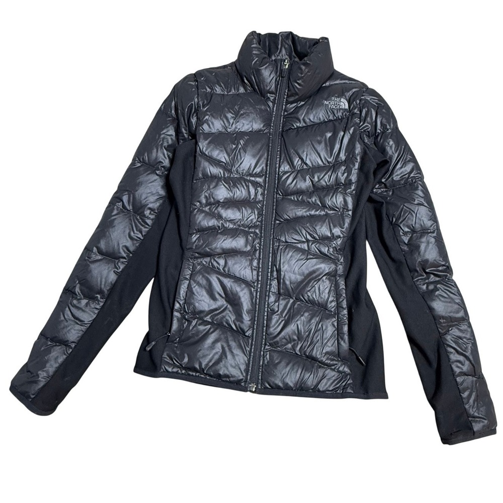 The North Face Jacket Womens Small Black Down Puffer Hybrid Softshell Zip A9ZX